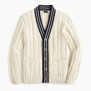 NIB: J Crew V Neck Cardigan,  Navy on Beige